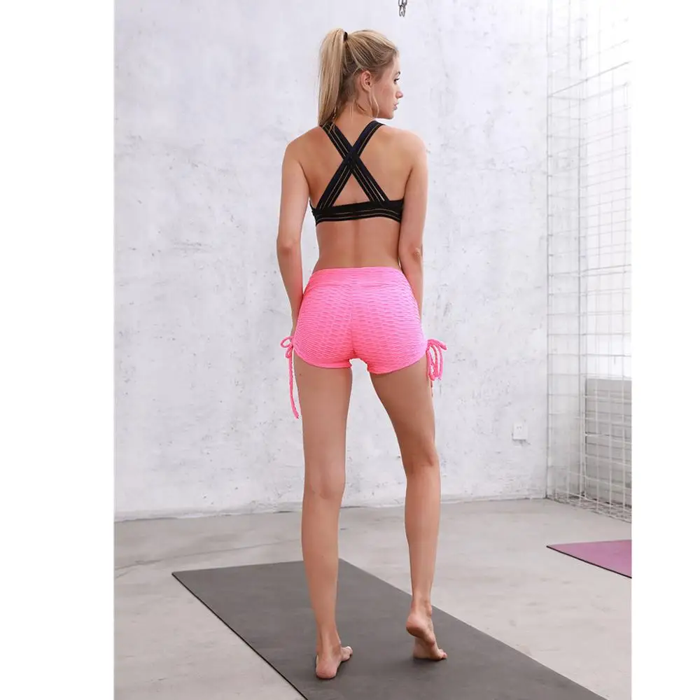 Хит женские повседневные Однотонные эластичные шорты с высокой талией пуш ап для