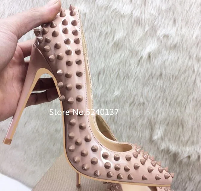 Женские туфли лодочки с заклепками и шипами Разноцветные модные дизайнерские