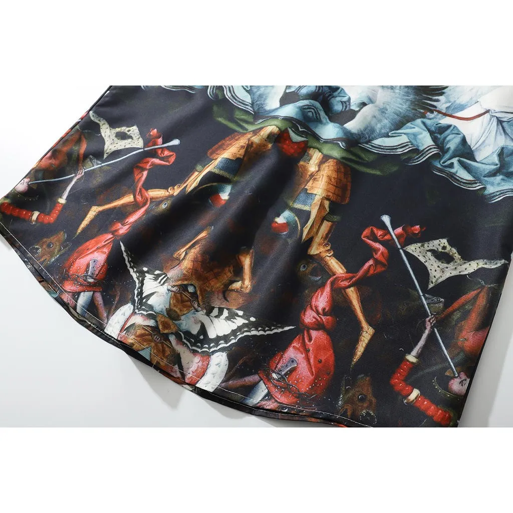 Мужская пляжная рубашка Feitong летняя в стиле хип-хоп с короткими рукавами и