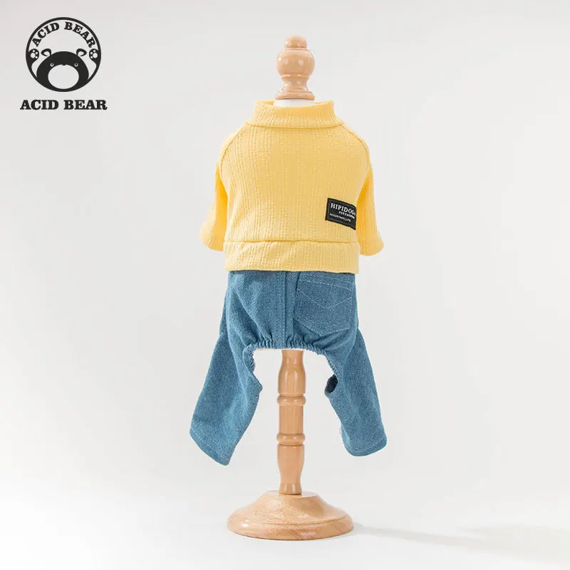 Осенне зимняя трикотажная одежда для собак с четырьмя ногами желтая чихуахуа