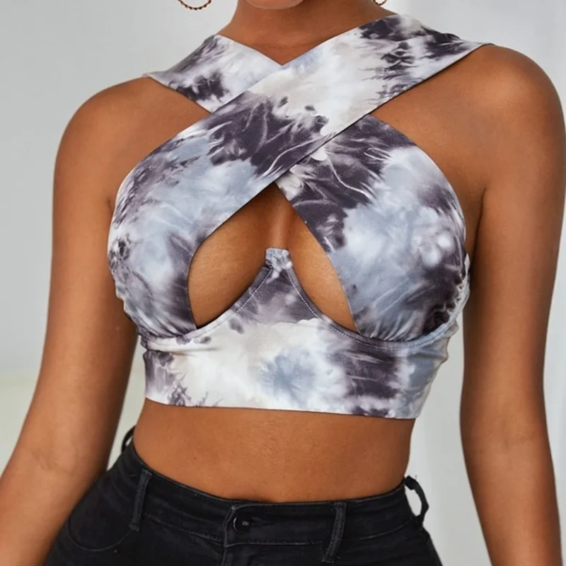 Кроп-Топ женский короткий пикантная летняя футболка без рукавов суперкороткий