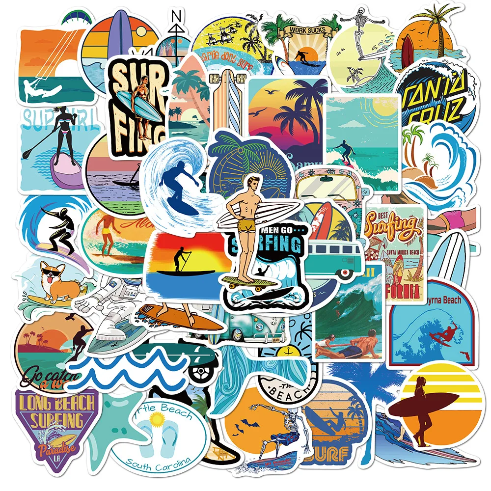 

10/30/50PCS Summer Beach Surfing Graffiti Waterproof Sticker Suitcase Notebook Refrigerator Skateboard Water Cup HelmetWholesale