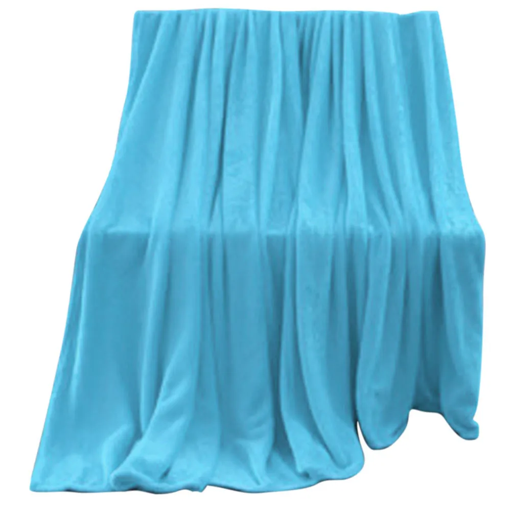 Sky Blue Теплый микроплюшевый флисовое покрывало для одеяла ковер диван-кровать Коралловые одеяла, покрывала мягкое Покрывало Диван простые однотонные цветные одеяла - Цвет: Sky Blue