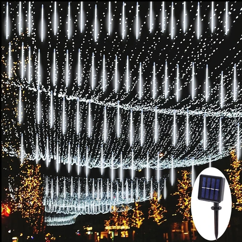Solar LED Meteor Shower Rain Lights Holiday String Lights Waterproof Garden Light 8 Tubes 192Leds Christmas Wedding Decoration