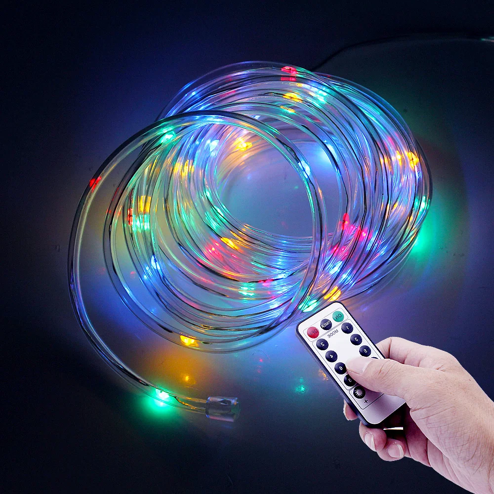 Multicolor 5 м 10 м RGB светодиодный гирлянда с дистанционным управлением AA батарея Фея лампа гирлянда водонепроницаемый Рождественская елка украшение праздничное освещение - Испускаемый цвет: Multicolor