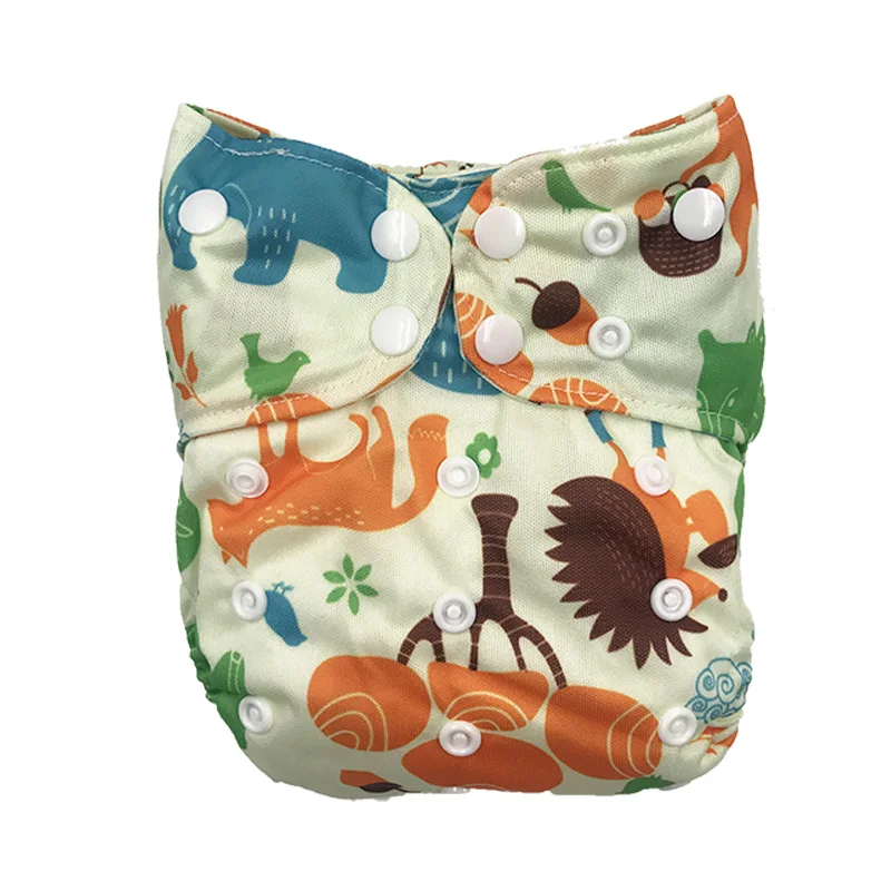 Детские подгузники Pororo все в одном дышащие тканевые подгузники с 2 бамбуковыми Пеленка из фибры, цифровые многоразовые подгузники AIO