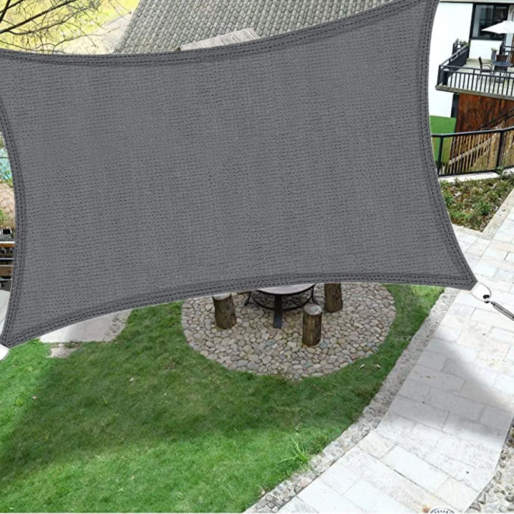 

185GSM HDPE тент солнцезащитный парус 4x3 м большой УФ-блок прямоугольный затеняющий тканевый тент для сада патио заднего двора серый/бежевый