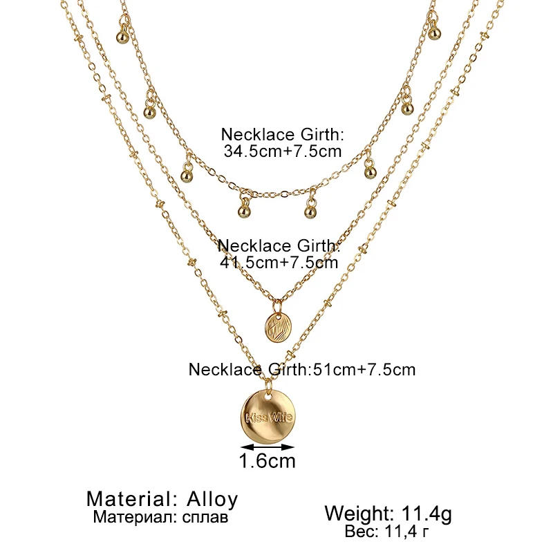 

FNIO Vintage Crystal Round Pendant Necklace for Women Bohemian Multilayer Choker Necklace Moon Star on neck Choker Jewelry Gift