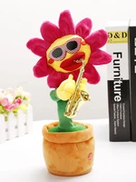 electric plush toy sunflower singing dancing speak talk sound record toy electric usb saxophone funny doll home accessories