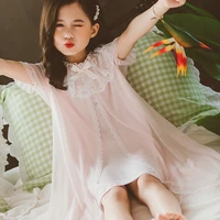 pajamas for girls summer princess lace nightdress 2021 childrens pyjamas soft nightgown home clothes 4 6 8 10 12 14 years old