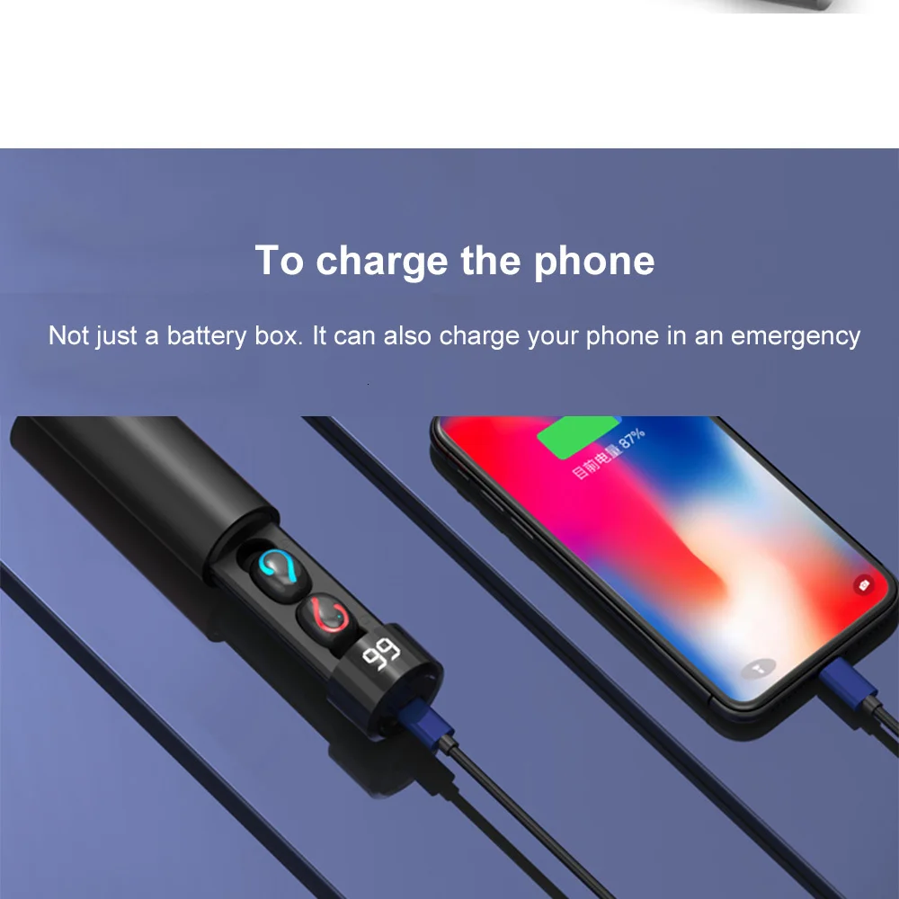 Kzofu F7 TWS 5,0 Bluetooth Oortelefoon 6D стерео Draadloze Koptelefoon In-Ear PX7 Водонепроницаемая гарнитура 3500 мАч светодиодный Smart power