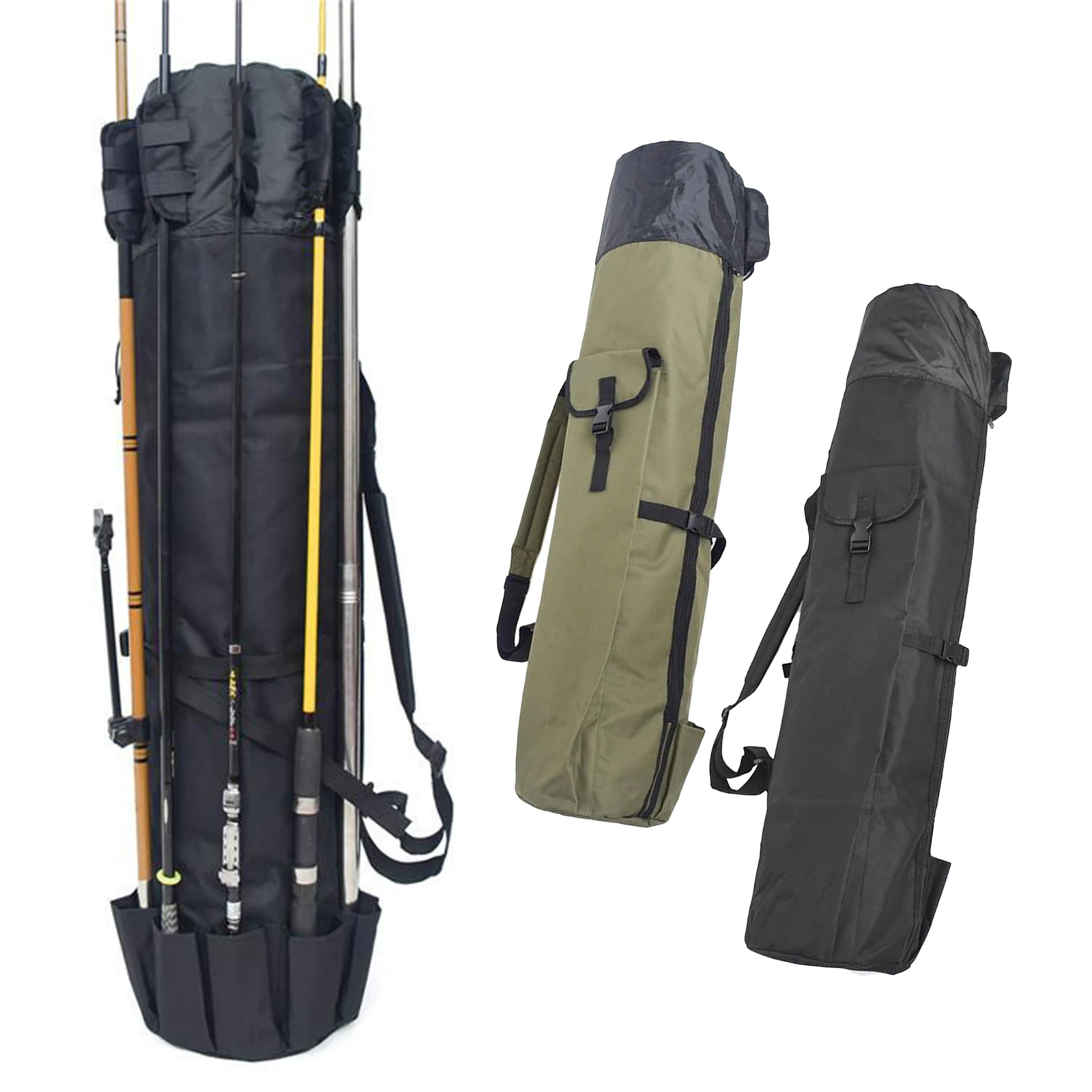 

Fishing Rod Bag Carrying Storage Case Organizer 5-Pole Holder Reel Carrier Fishing Gear Tackles Organiser with Adjustable Strap
