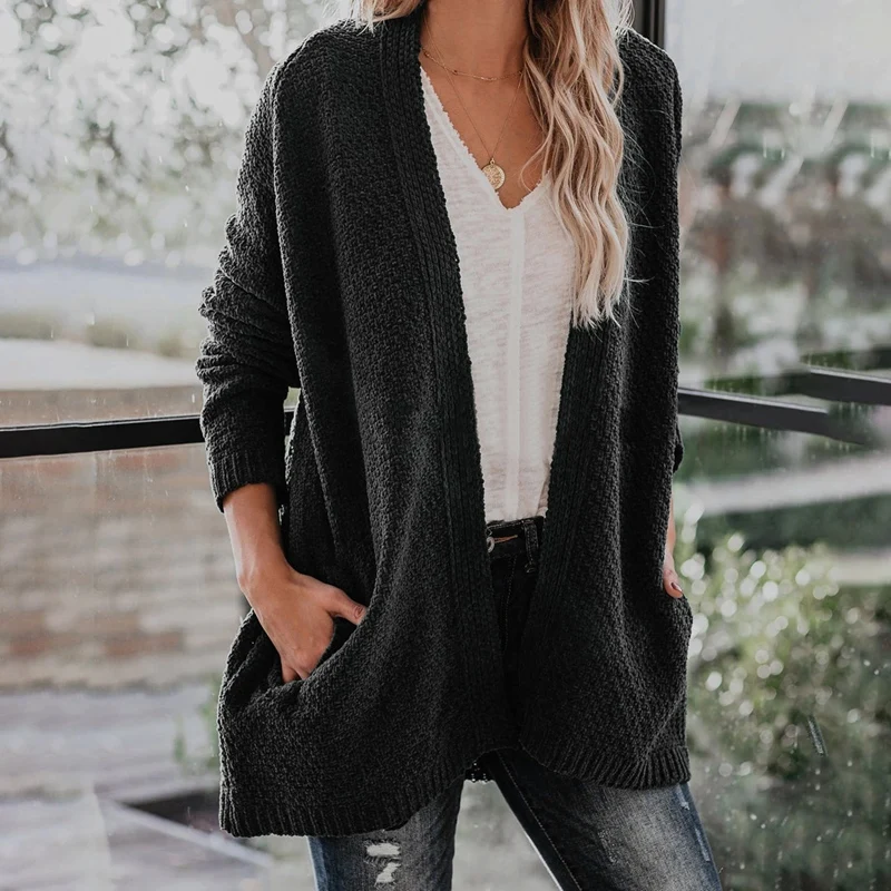 Кардиган Свитеры для женщин Мягкий трикотажный свитер с длинными рукавами