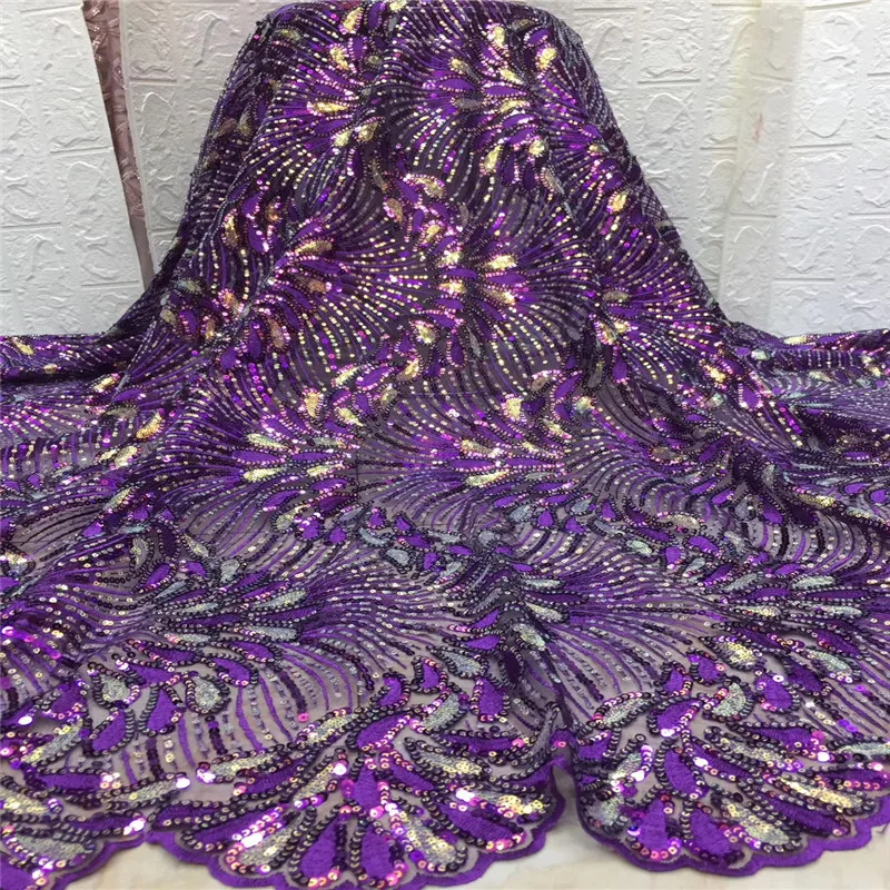 

African Lace Fabric Embroidered Nigerian Sequins Lace Fabric High Quality French Tulle Lace Fabric For Women Wedding xc12-10