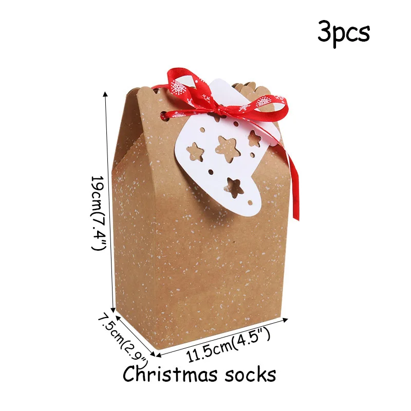 3pcs candy bag 3 шт. рождественские бумажные пакеты в виде снежинок, подарочные коробки, коробки для конфет, печенья, упаковочная коробка с белой лентой, год, рождественский подарок - Цвет: 3pcs candy bag