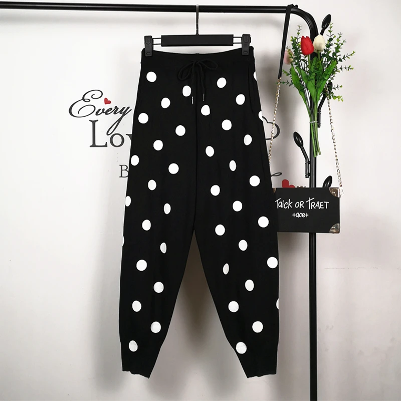 Новинка 2021 Осенние трикотажные брюки до щиколотки с эластичным поясом новые