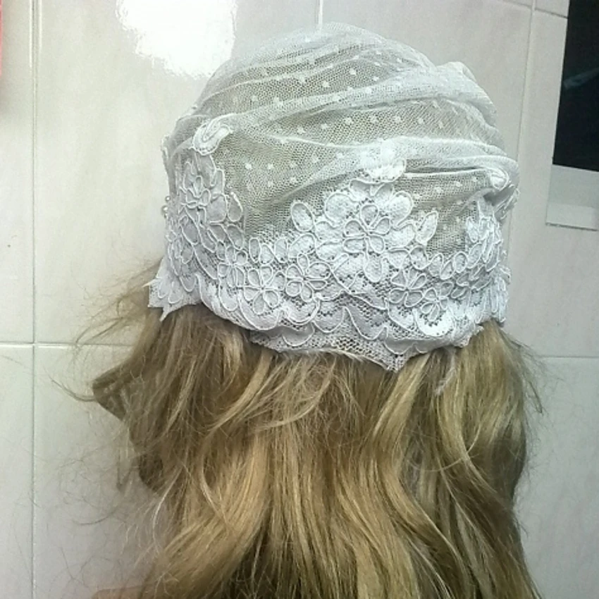 Dots Tulle Wedding Veils Luxury Beaded Lace Flower Muslim Bridals Cap for Bride Customized Accessories | Свадьбы и торжества