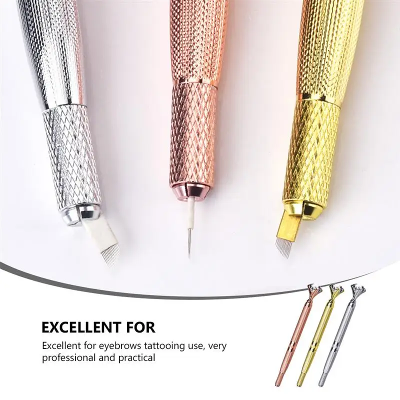 

3pcs Permanent Eyebrow Tool Practical Diamond Embroidered Tattoo Pen Manual Tattoo Pen