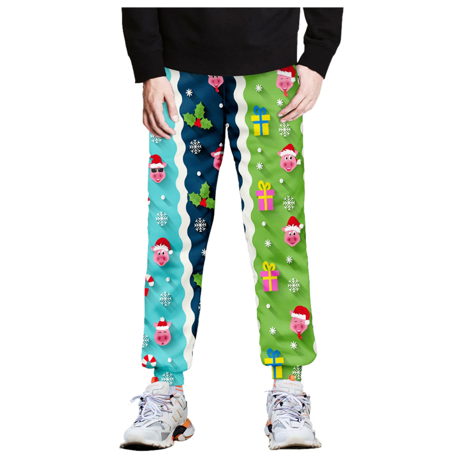 

Men's Casual Pants Fashion Christmas Print Cotton Blends Trousers Elastic Band Drawstring Sweatpants Streetwear Sportswear M-3XL