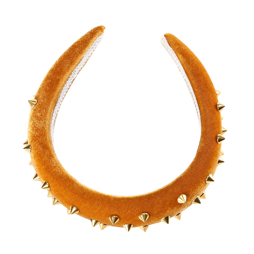 Женский ободок для волос MOLANS однотонный с заклепками золотого цвета модная