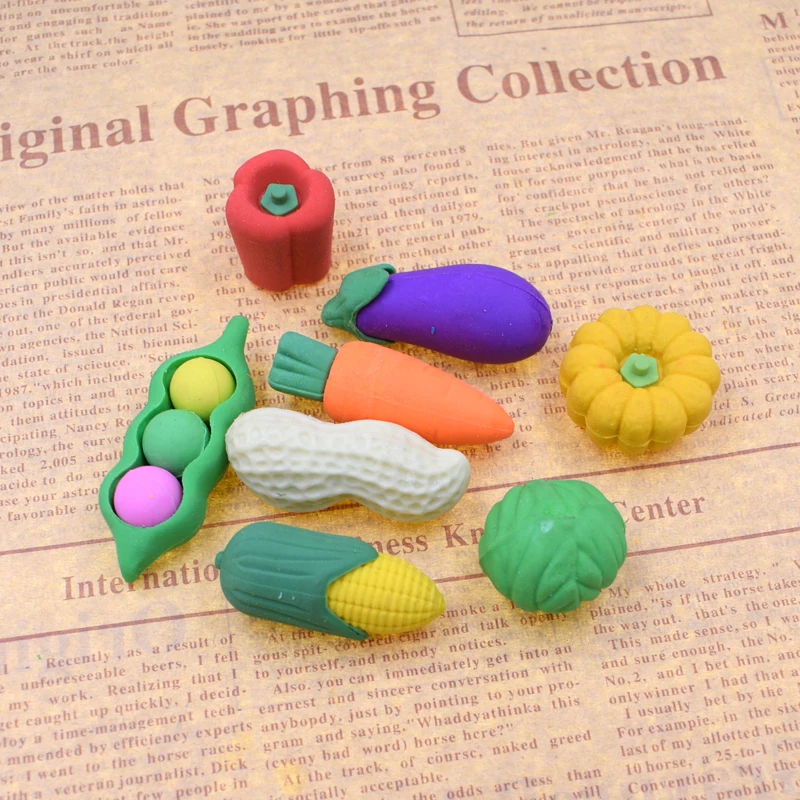 Милый цветной карандаш (4 шт./лот) новинка маленькие Ластики для фруктов овощей