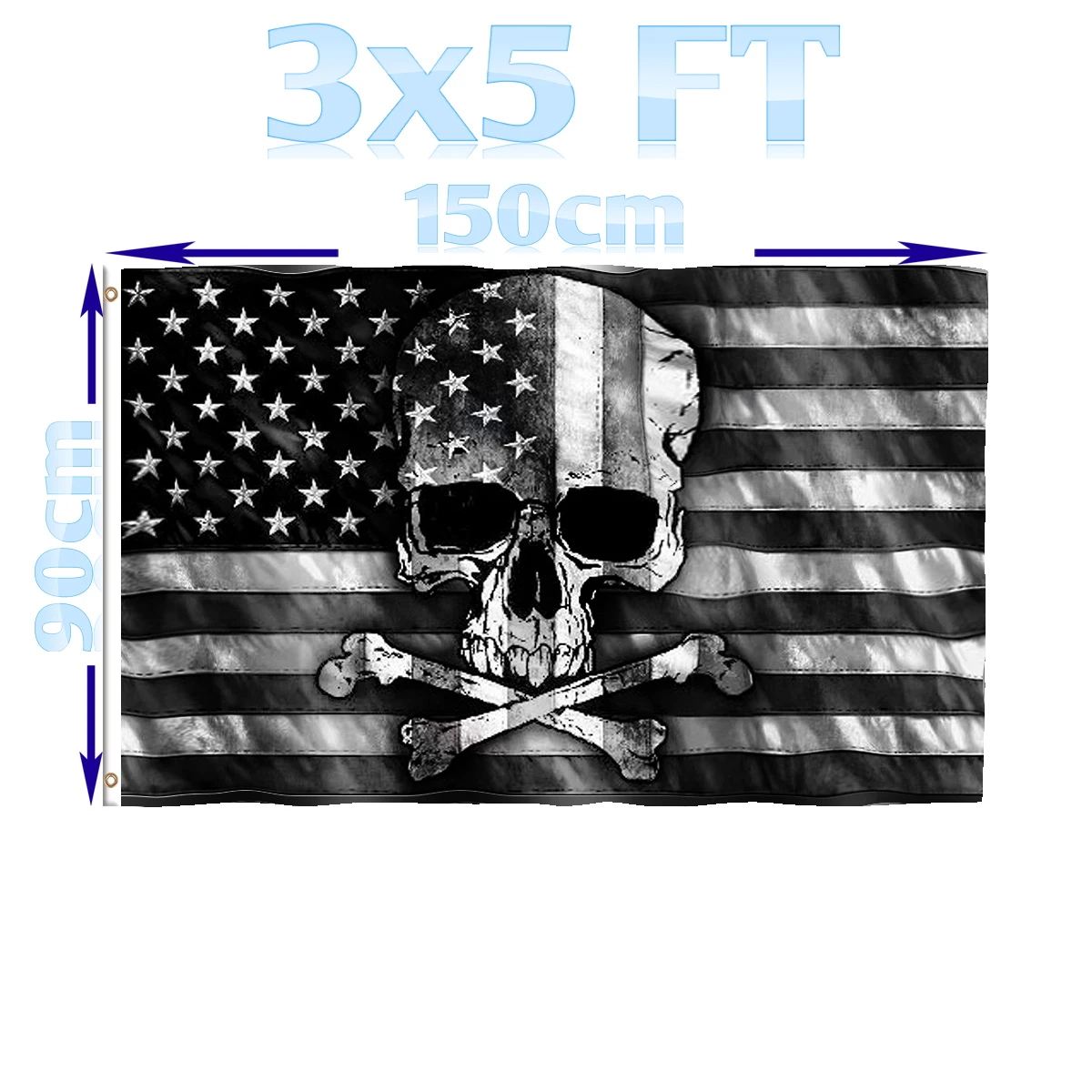 BENFACTORY Store 3x5 футов серый череп и кросс кости с серым американским флагом для