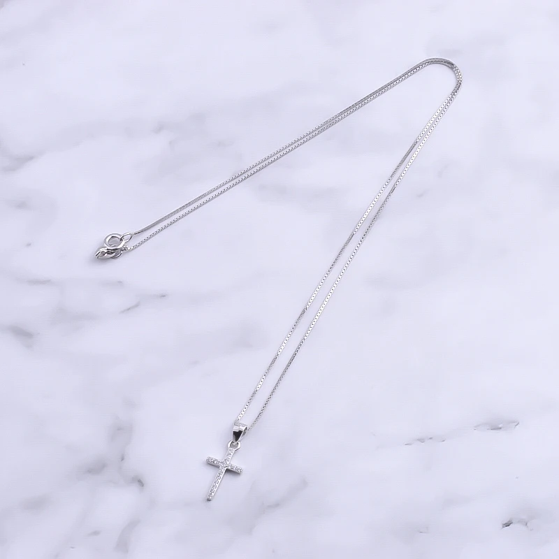 Женское ожерелье с большим крестом Pekurr классическое из стерлингового серебра 925