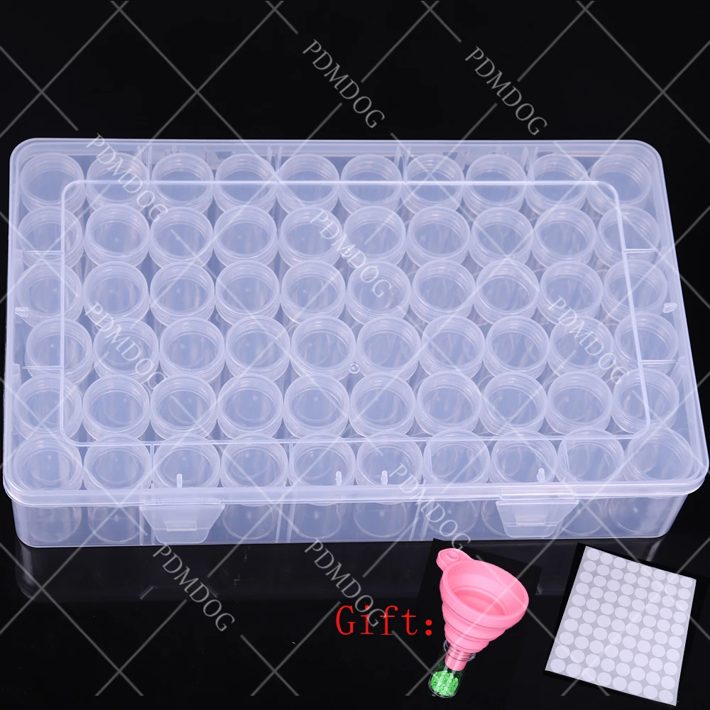 

60/64 Bottles Box Transparent Container Case Diamond Painting Accessories Diamond Embroidery Beads Storage Box Organizer Tools