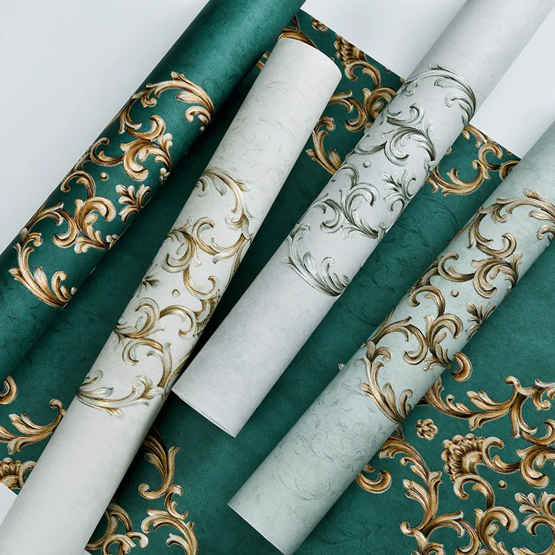 

Nordic 3D Retro Non-woven Fabric Self-adhesive Wallpaper Antique Vine Flower Wallpaper Thickening Water Proof Wall Sticker