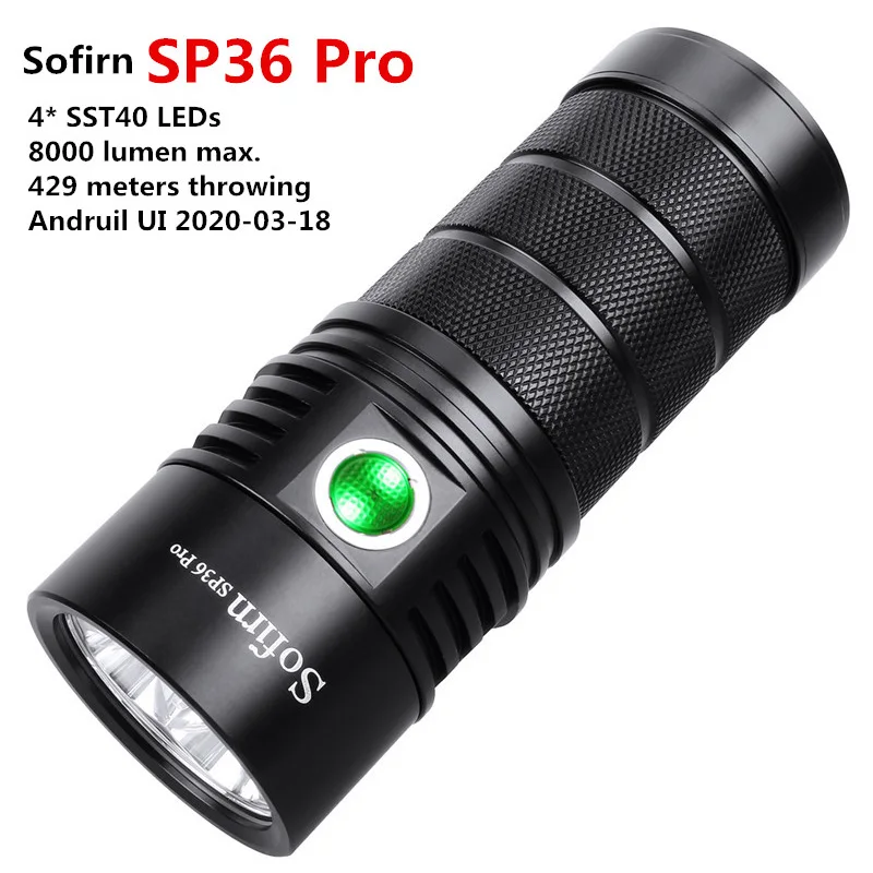 Новый Sofirn SP36 Pro Anduril 4 * SST40 мощный 8000LM светодиодный фонарик USB-C Перезаряжаемые 18650 фонарь супер яркий Фонари 6500K - изображение
