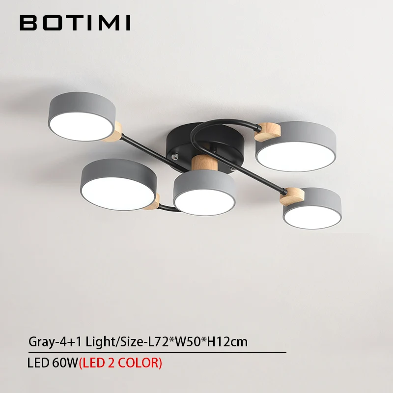 4-1-Light-Gray BOTIMI, дизайн, 220 В, светодиодный светильник для гостиной, новинка, серый потолок, круглые абажуры, металлические люстры, освещение для спальни - Цвет абажура: 4-1-Light-Gray