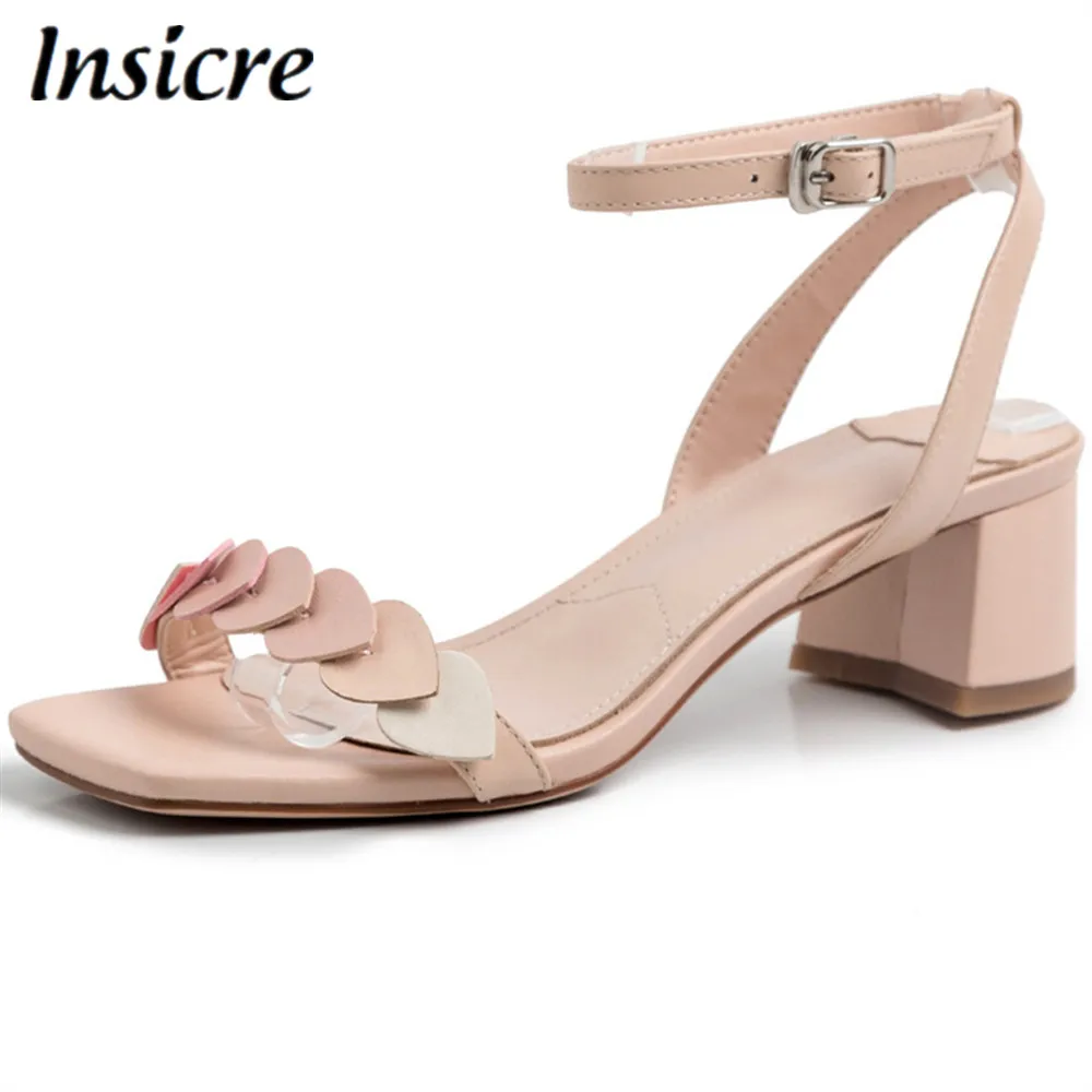 Insicre/Новинка 2019 милые женские босоножки из коровьей кожи размер 33 40 женская