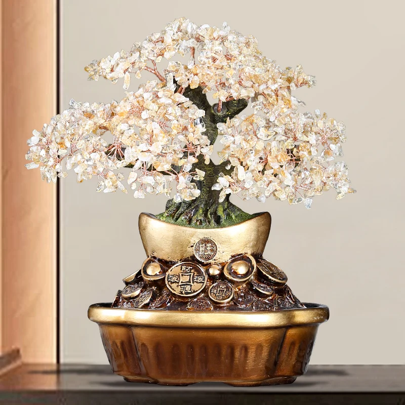 

Natural topaz rich tree ornaments fortune home adornment porch move gift shop opening gift