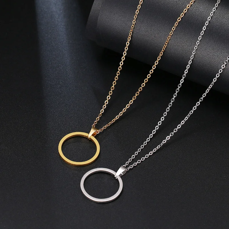 

SJLE-144 Stainless Steel Necklace For Women Lover's Casual Personality Circle Lariat Pendant Necklace High Quality Simple Choker