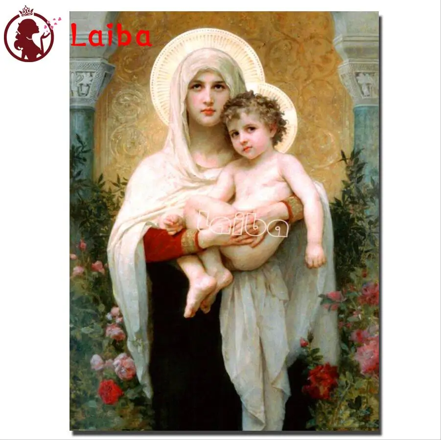 

Laiba 5D Diamond Painting Virgin Mary Kids Christian Religion Jesus Christ Diamond Embroidery Maternal Love Child Religious