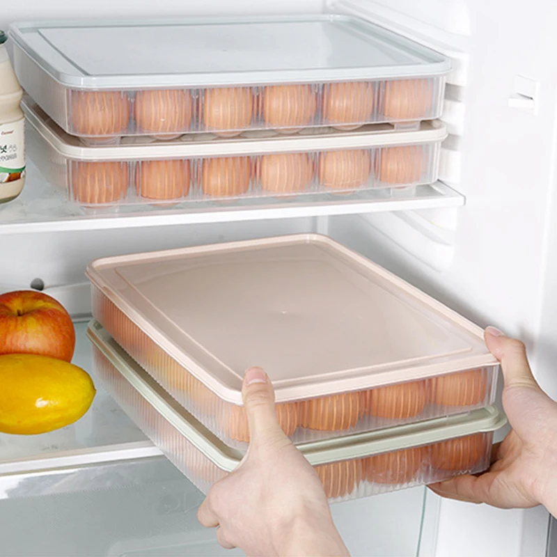 

24 Grid Egg Box Food Container Eggs Refrigerator Organizer Storage Box Crisper Home Kitchen Transparent Case Egg Box Racks