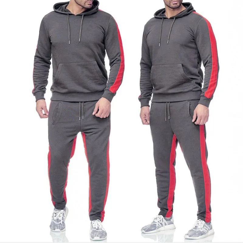 

New 2021Brand Tracksuit Fashion Men Sportswear Two Piece Sets All Cotton Fleece Thick hoodie+Pants Sporting Suit Male