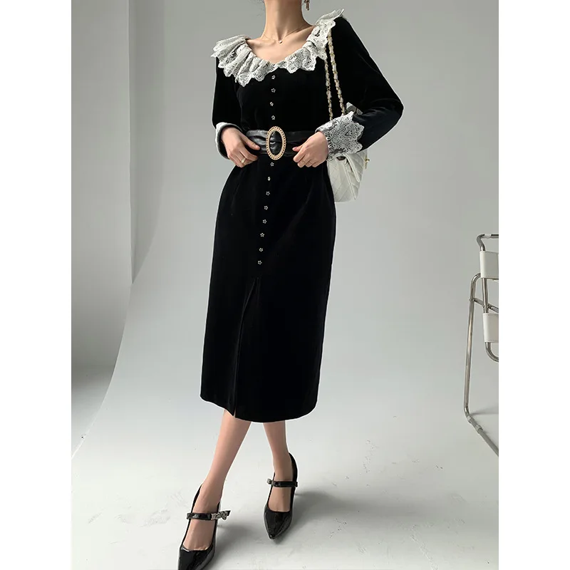 Женские вечерние платья в Корейском стиле знаменитостей с длинным рукавом и