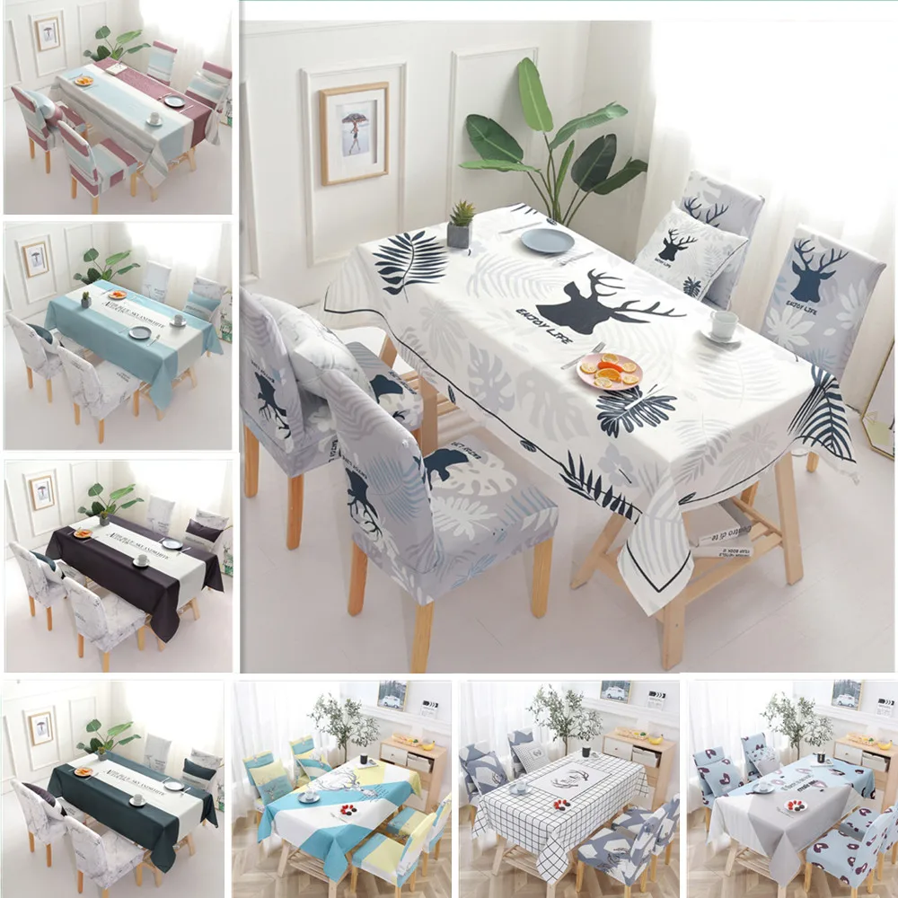 Новинка льняная скатерть и эластичный чехол на сиденье стула хлопковая