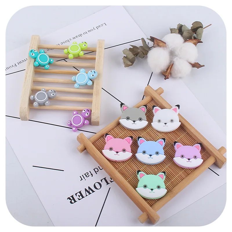 Coskiss-Mini cuentas de elefante para mordedores de silicona, cadena de chupete de dentici&oacute;n para beb&eacute;, juguete de dibujos animados, cuentas de joyer&iacute;a sin BPA, 5 uds.-3