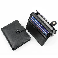 1pc black business id bank card holder pu leather mini small wallets for women men portable coin purses hasp clutch case