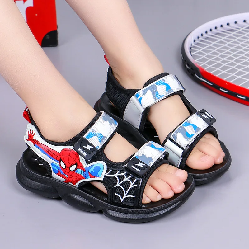 Сандалии с человеком пауком для девочек и мальчиков нескользящая пляжная обувь