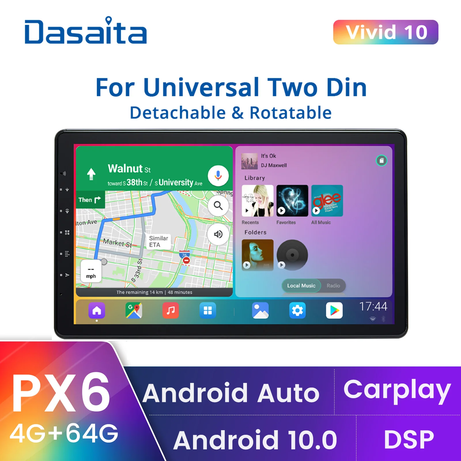 

Dasaita Vivid Double 2 Din Apple Carplay Android Auto 13.3" Big Touch Screen 2K 1920*1080 Car Radio GPS Navigation Video Stereo