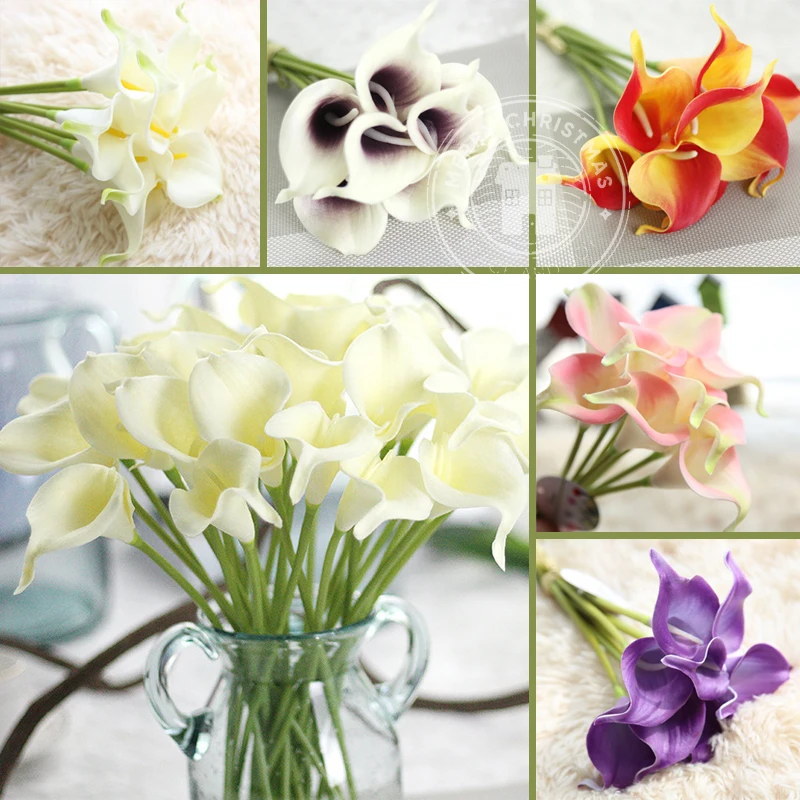 

13.5inch PU Mini Quality Real Touch Calla Lily Flower Home Decoration Birthday Wedding Banquet Scene Decor Artificial Flowers