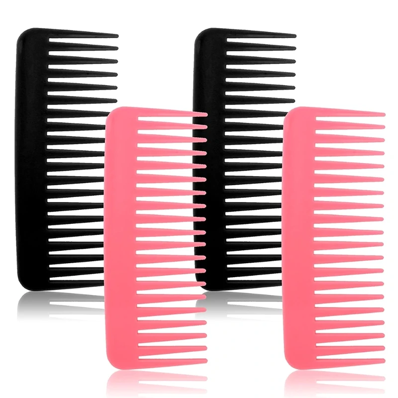 

Q1QD 4pcs Wide Tooth Comb Anti Static No Handle Comb Thick Wavy Curly Hair for Women Men Smoothing Massaging Home Salon Use