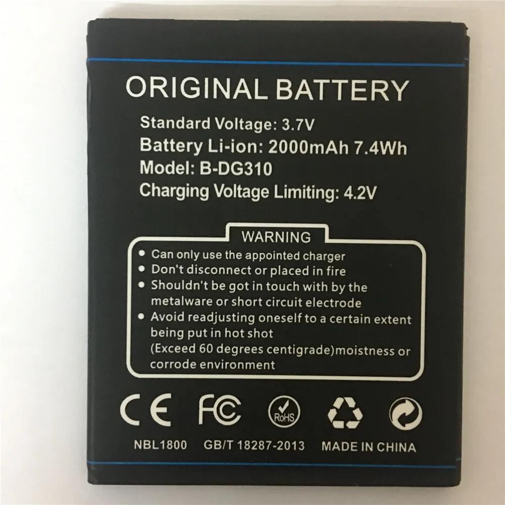 Новый оригинальный B-DG310 батареи Для DOOGEE DG310 BDG310 2000mAh Высокое качество Мобильный телефон аккумуляторы в наличии