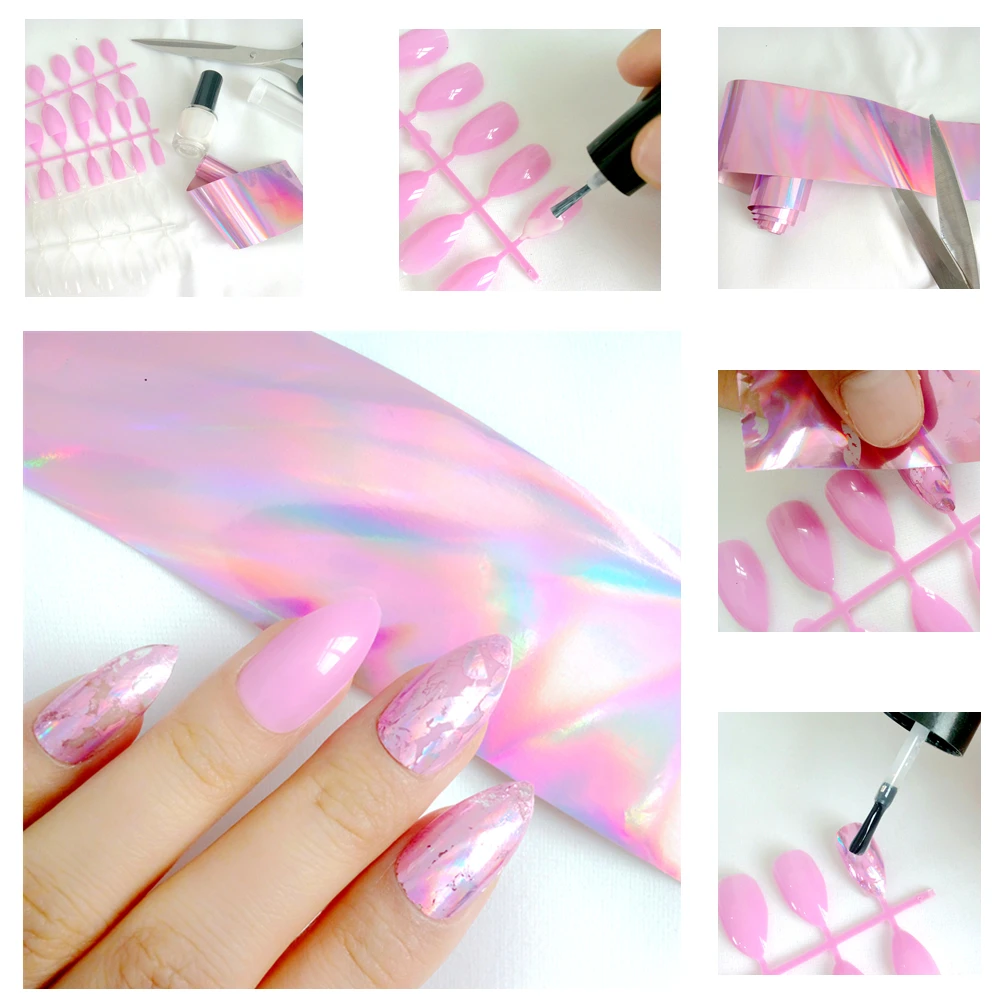 

100cm Holographic Silver Transfer Nail Sticker DIY Nail Art Foil Flim For Design Full Cover Manicure Decals in bottle