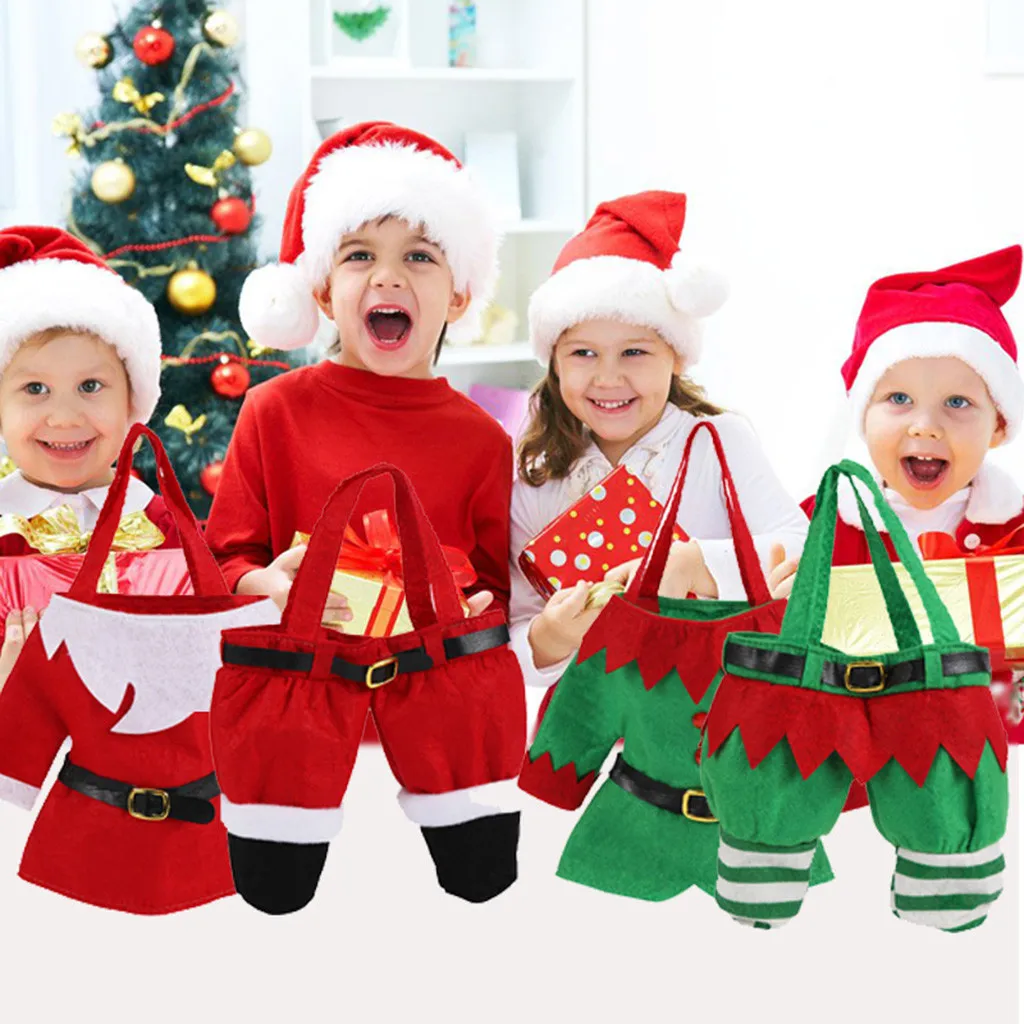 2Pcs New Reusable Christmas Candy Bags Santa Claus Dress Pants Xmas Design christmas presents Gifts Bag cadeau noel navidadF1010 | Дом и сад