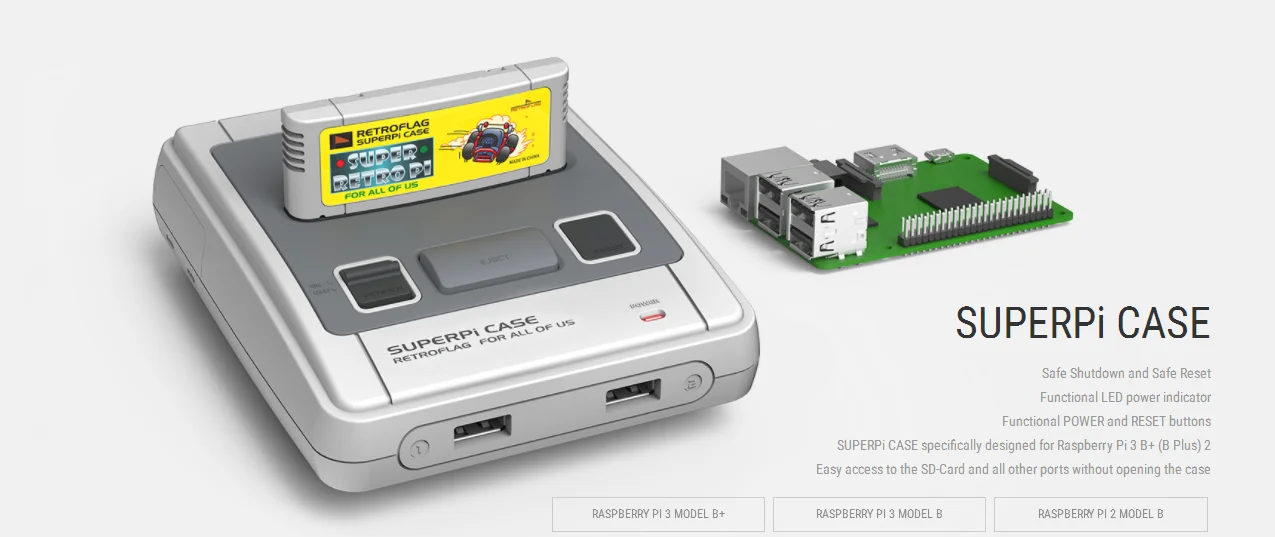 Retroflag SUPERPi чехол Deluxe Edition-J с классическим usb-контроллером-J для Raspberry Pi 3B Plus/3B+/3B/2B