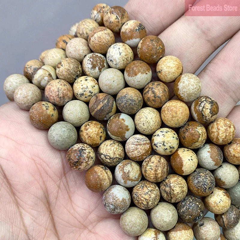 Natural Stone Picture Jaspers Round Beads DIY Bracelet Necklace Charm for Jewelry Making 15&quotStrand 4 6 8 10 12MM Wholesale | Украшения